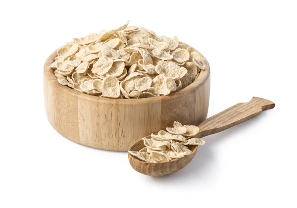 Oatmeal in wooden bowl and spoon — Stock Photo, Image