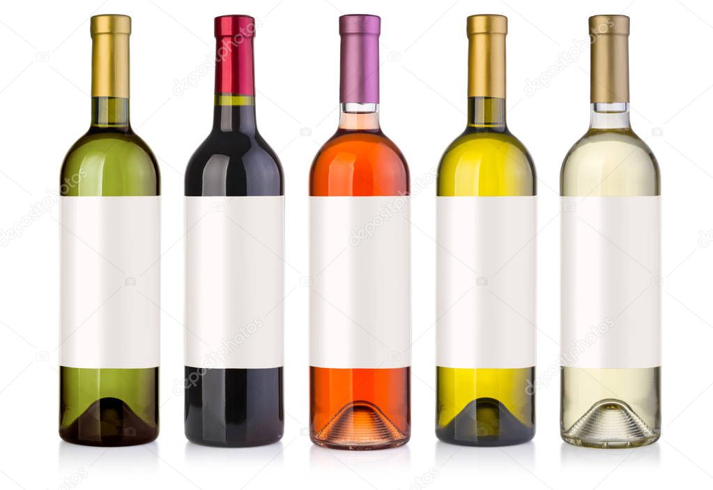 set  of wine bottles