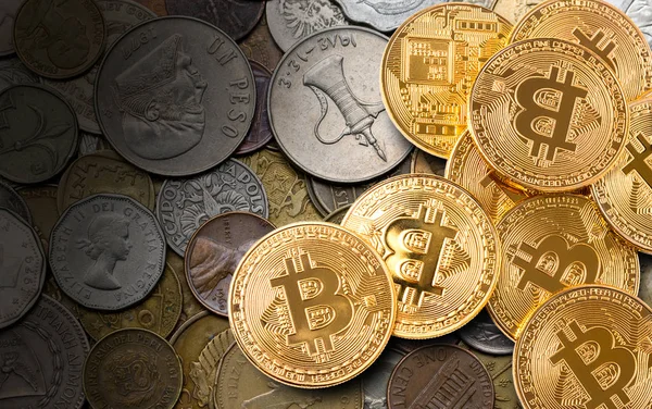 Bitcoins Virtuális Pénz — Stock Fotó