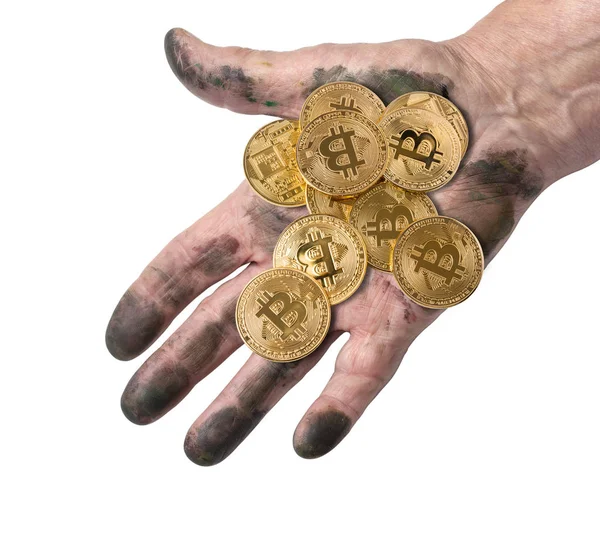 Bitcoin Concetto Produzione Valuta Crittografica Crittografia Mineraria — Foto Stock