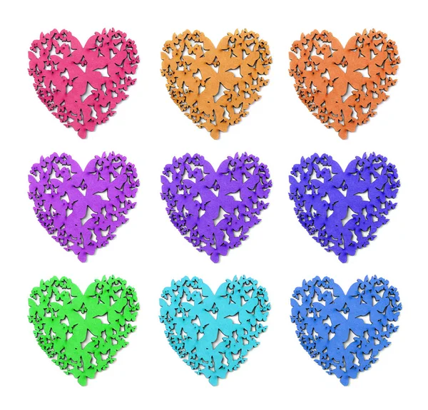 Belo Coração Namorados Fundo Borboleta Cartão Valentine — Fotografia de Stock
