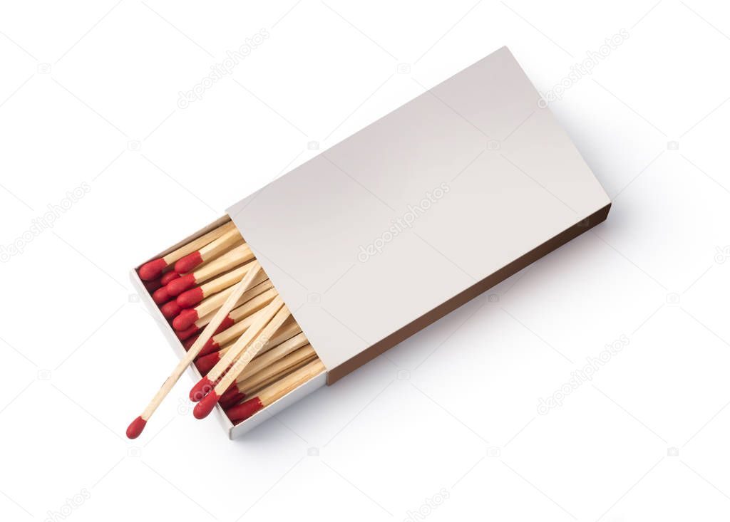 Box of matches, isolated on white background with clipping path