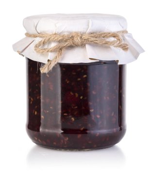 bir kavanoz içinde Ahududu reçeli 