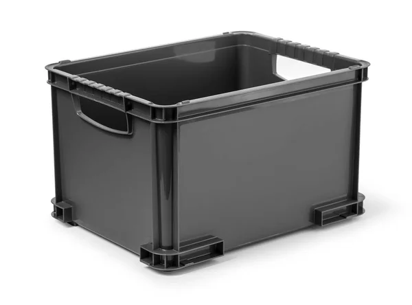 Izole siyah plastik kutu — Stok fotoğraf