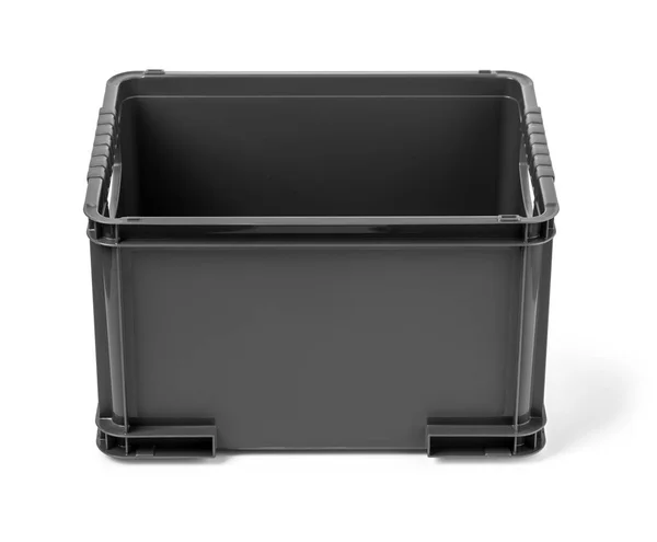 Czarne plastikowe pudełko na białym tle — Zdjęcie stockowe