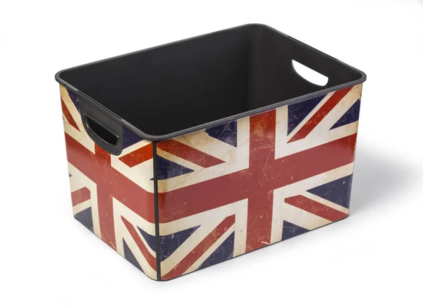 Plastikbox mit britischer Flagge — Stockfoto