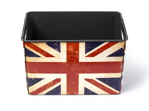 İngiltere bayrak ile plastik kutu — Stok fotoğraf