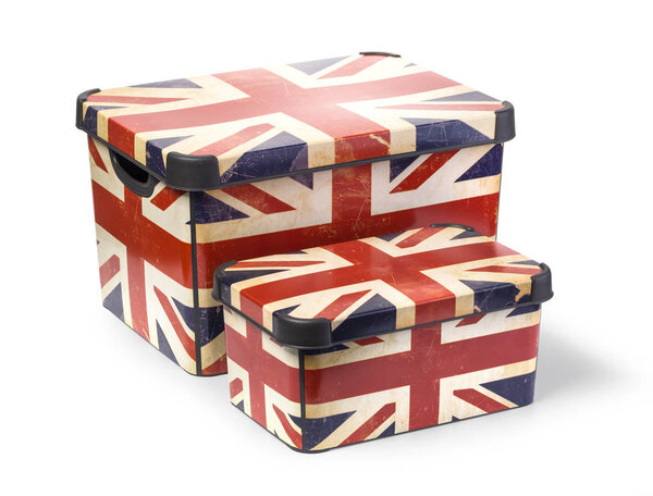 plastic box with UK flag 