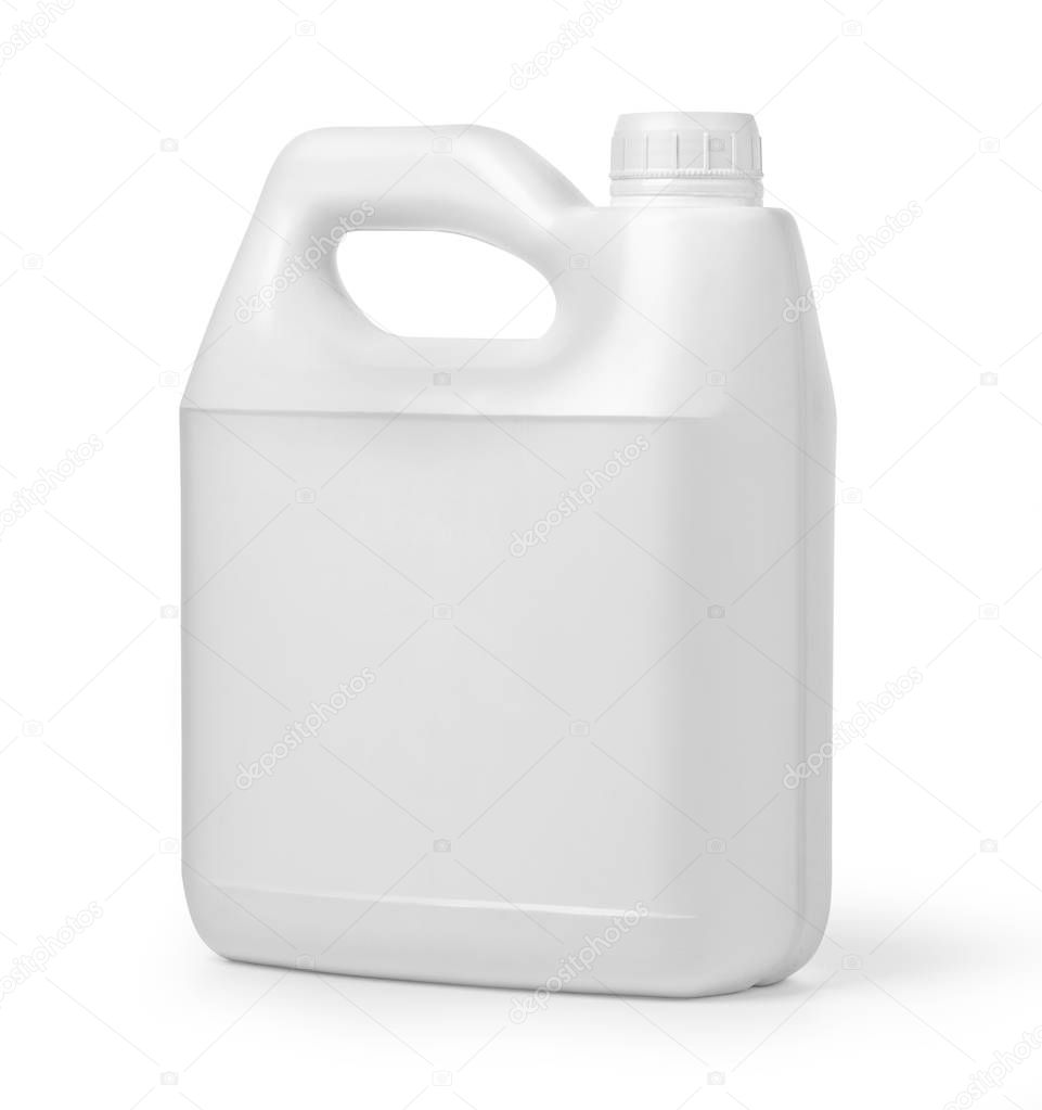 Plastic canister on white 