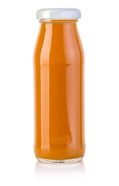 Láhev z mrkvové šťávy, samostatný — Stock fotografie