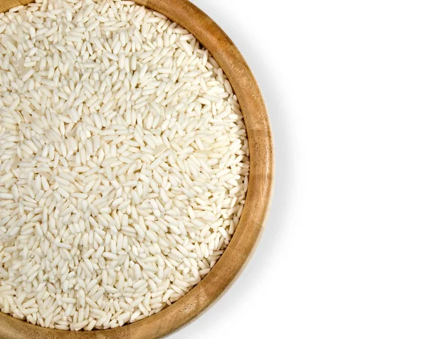 Montón de arroz en el bowl vista superior — Foto de Stock