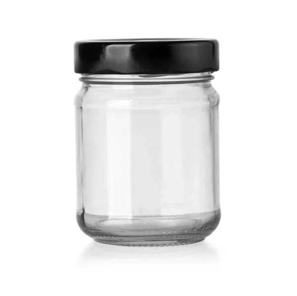 孤立的空玻璃罐 — 图库照片