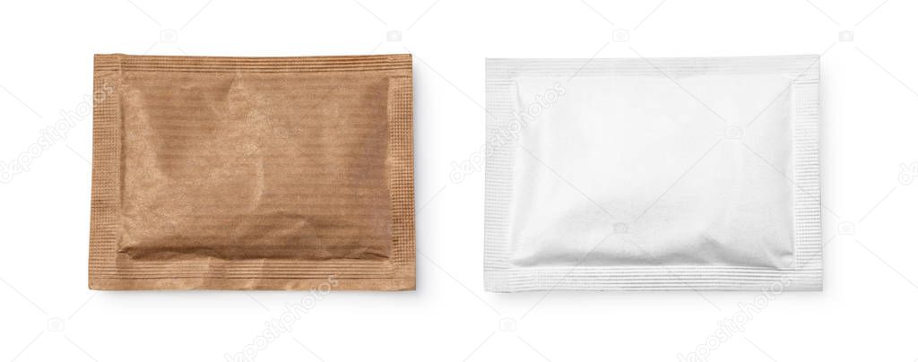 Small sugar packets isolated