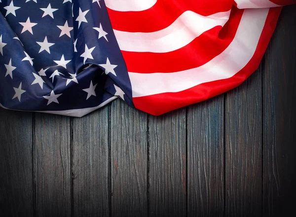 US flag on wooden background. — Stock Photo, Image