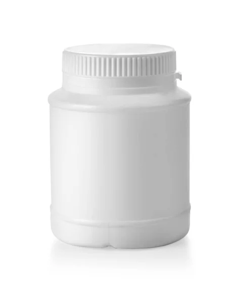 Witte plastic pot geïsoleerd — Stockfoto