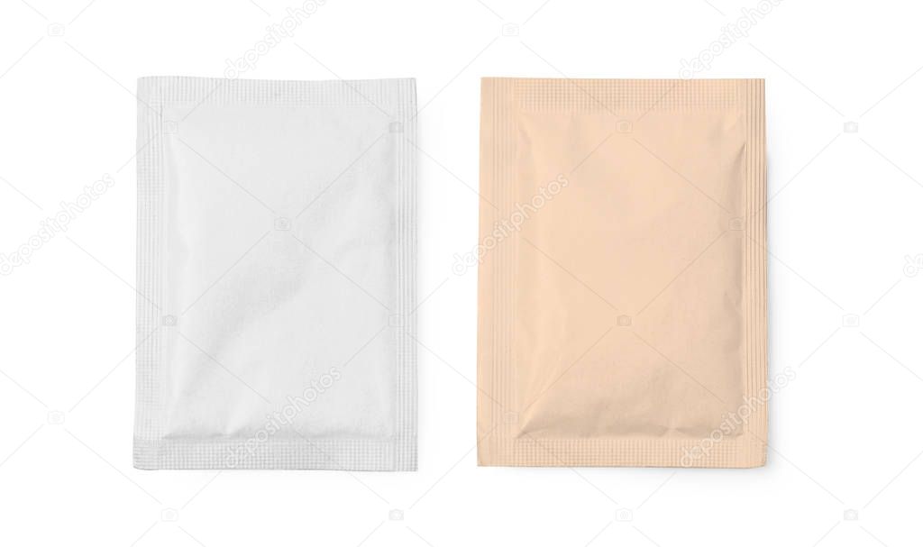 Small sugar packets isolated
