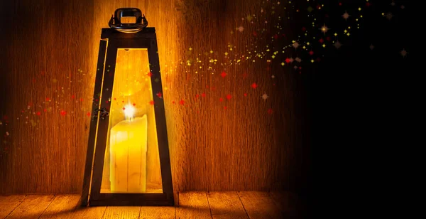 Lantern with a candle — Stock Photo, Image