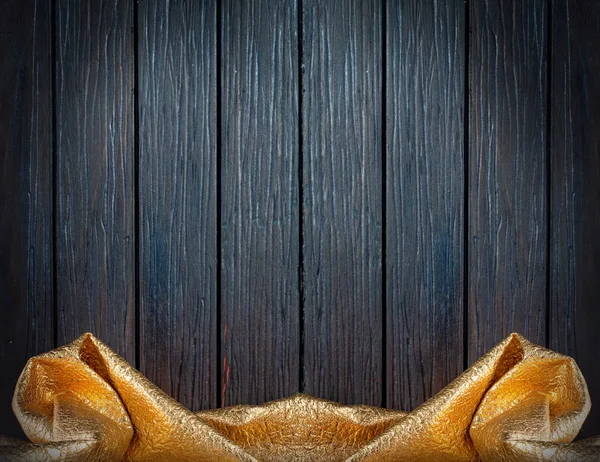 Texture scura in legno con textil oro , — Foto Stock