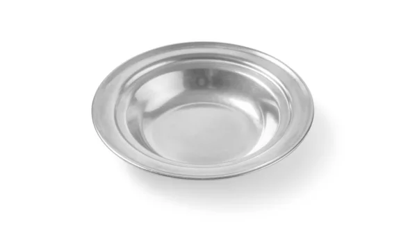 Stainless plate on white background. — Stock Photo, Image