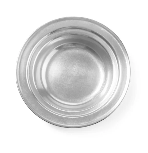 Stainless plate on white background. — Stock Photo, Image