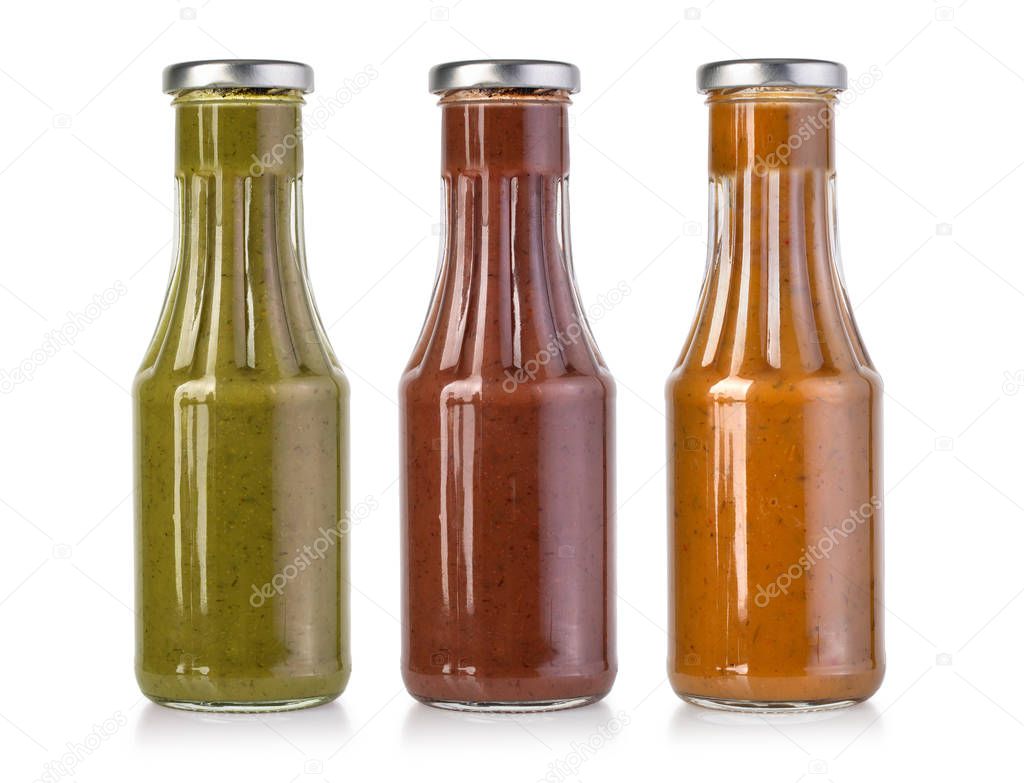 barbecue sauces in glass bottles 