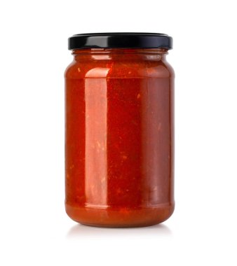 Beyaz üzerine domates sosu kavanoz 