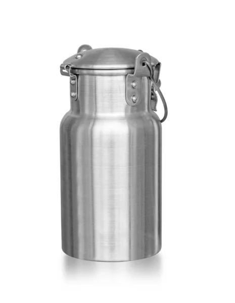 Aluminium milk can on white — Stock Photo, Image