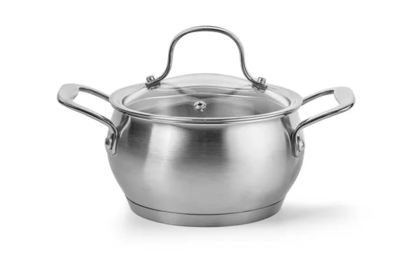 白い背景に分離された鍋を調理するステンレス鋼 — ストック写真