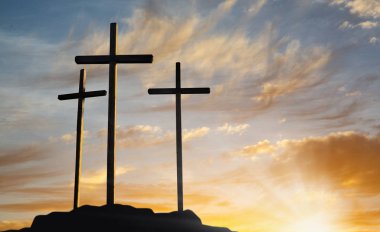 Crucifixion Of Jesus Christ At Sunrise 