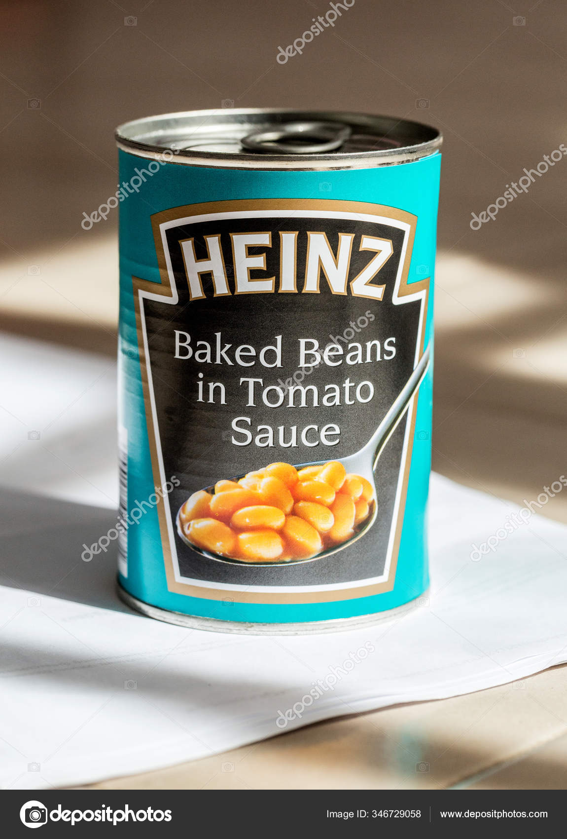 Mallorca Spain April 2016 Tin Can Heinz Baked Beans Tomato Stock