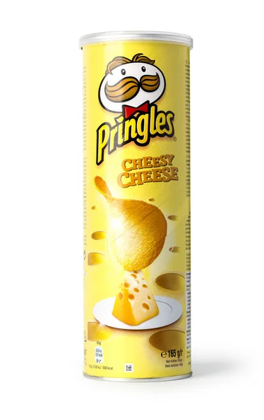 2016 Package Pringles Original Potato Crisps Cheesy Cheese Isolated Background — Stockfoto