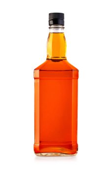 viski şişesiyle boş kırpma yolu ile beyaz arka plan üzerinde