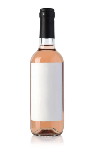 Ros Vinflaska Isolerad Vit Med Blanc Etikett Och Klippning Väg — Stockfoto