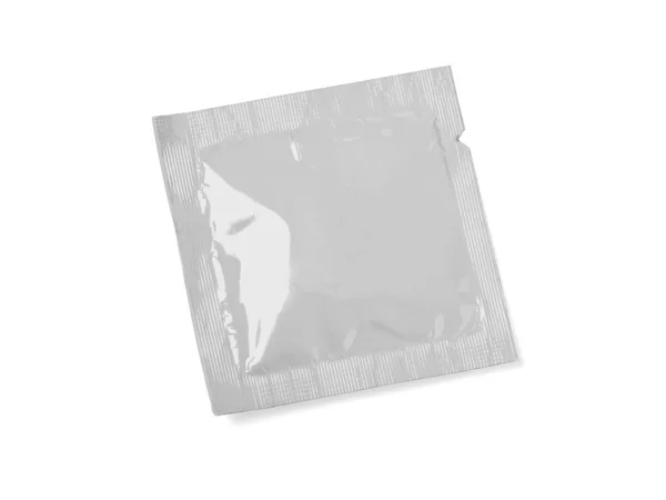 Белый Пустой Шаблон Упаковка Foil Влажные Салфетки Мешок Медицина Презерватив — стоковое фото