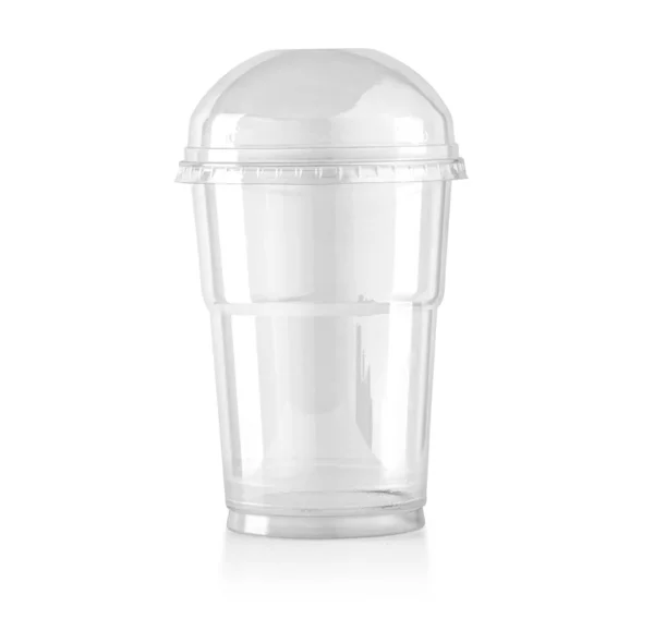 Tasse Jetable Transparente Plastique Avec Chemin Coupe — Photo