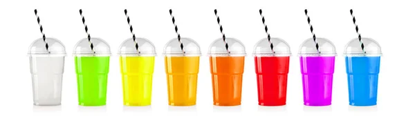 Bort Glas Färska Drycker Och Juice Isolerad Vit Bakgrund Med — Stockfoto
