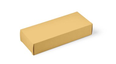 Kırpma yolu ile beyaz bir arkaplan üzerine kahverengi kutuyu kapattı