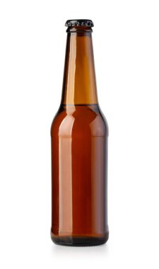 Kahverengi şişe bira kırpma yolu ile beyaz arka plan üzerinde ile