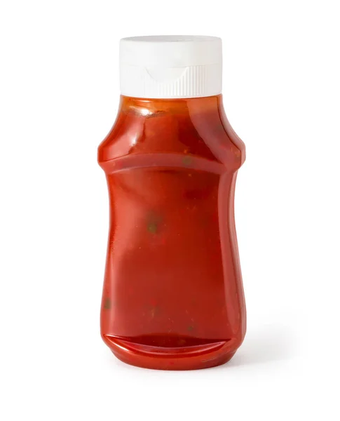 Fles Ketchup Geïsoleerd Met Knippad — Stockfoto