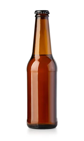 Brown Bottle Beer White Background Clipping Path — Stock Photo, Image