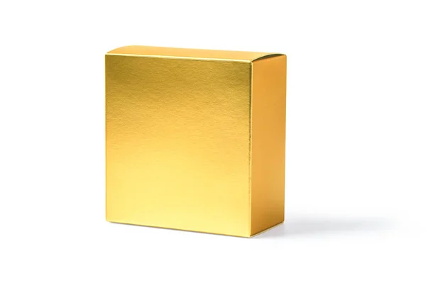Goldener Karton Isoliert Auf Weiß Mit Clipping Pfad — Stockfoto