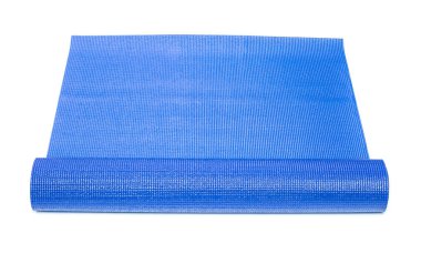 Mavi yoga matt kırpma yolu ile beyaz izole