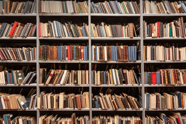 Vista Scaffali Con Vecchi Libri Biblioteca — Foto Stock