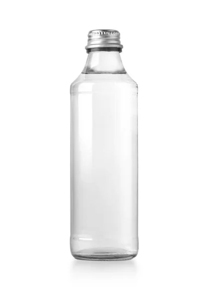 Glas Wasserflasche Isoliert Auf Weiß Mit Clipping Pfad — Stockfoto