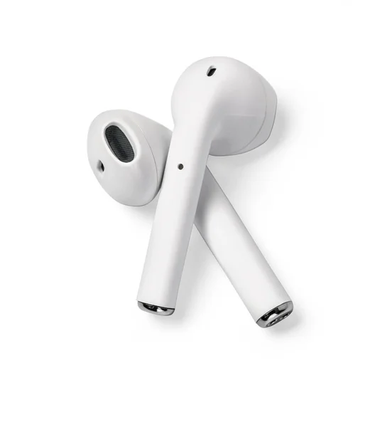 White Headphones Wireless Earphones Isolated White Clipping Path — Stock Photo, Image