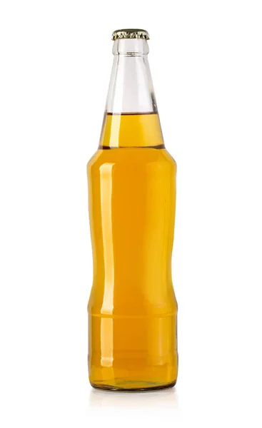 Yellow Beer Bottle Isolated White Clipping Path — Stock Photo, Image