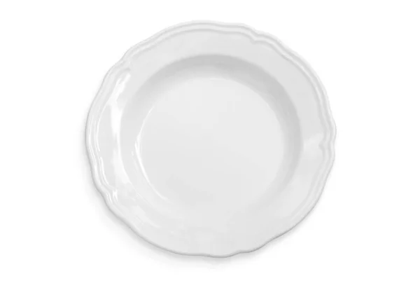 Weiße Platte Isoliert Auf Weiß Mit Clipping Pfad — Stockfoto