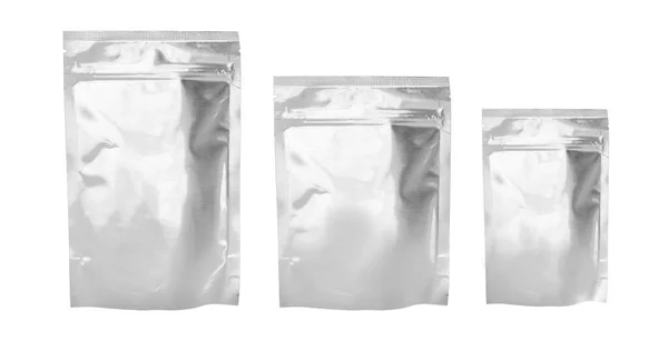 Срібна Фольга Упаковка Ізольована Білому — стокове фото