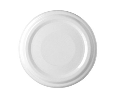 Beyaz şişe kapağı beyaz arkaplan, üst görünüm, kırpma yolu izole