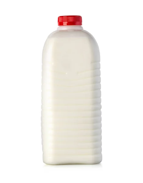 Milk Bottle Red Cap Isolated White Background Clipping Path — Stock Photo, Image